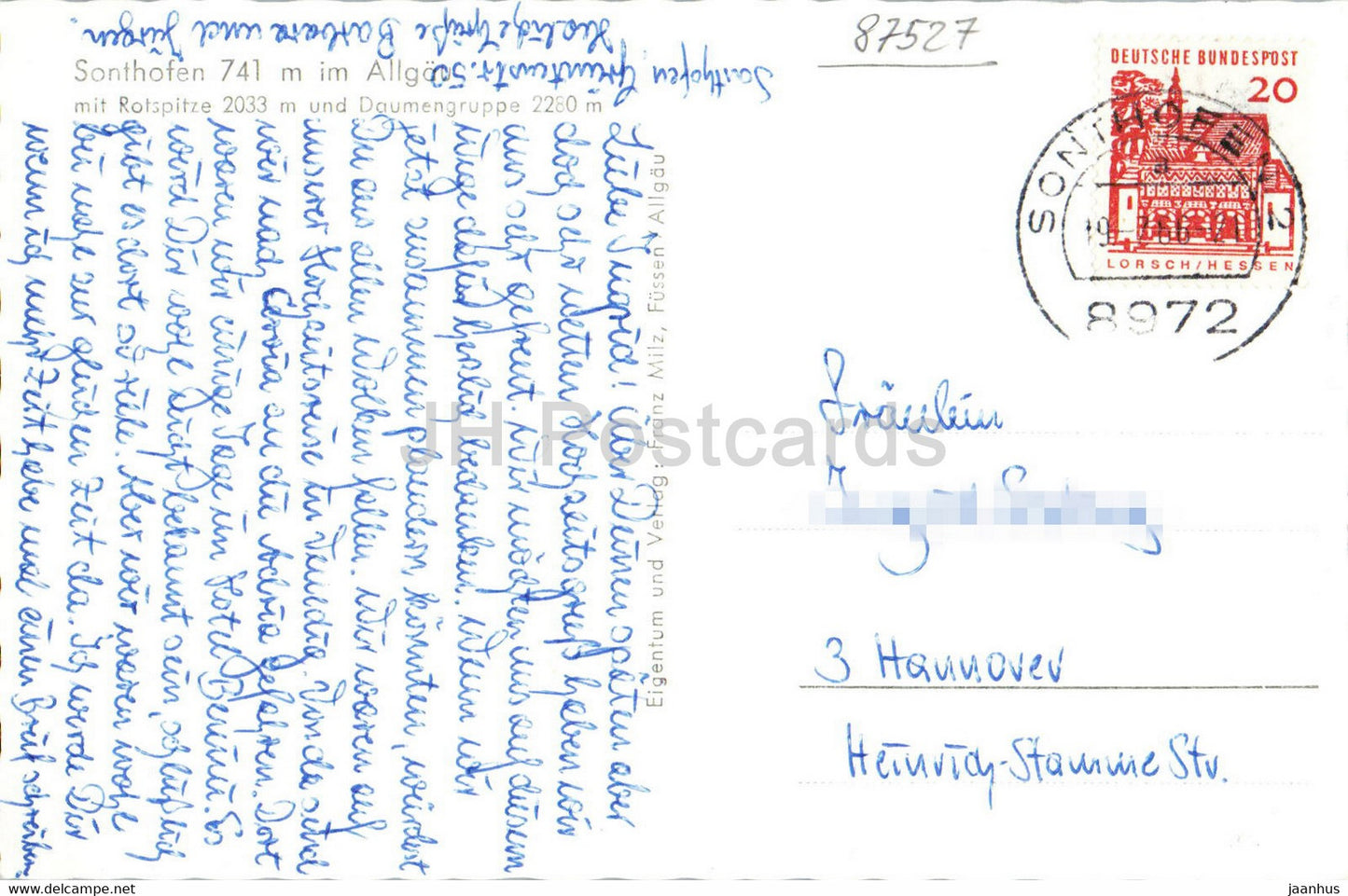 Sonthofen 741 m im Allgau - Rotspitze - Daumengruppe - old postcard - 1966 - Germany - used