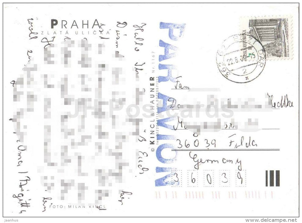 Golden Lane - Praha - Prague - Czech - used 2000 - JH Postcards