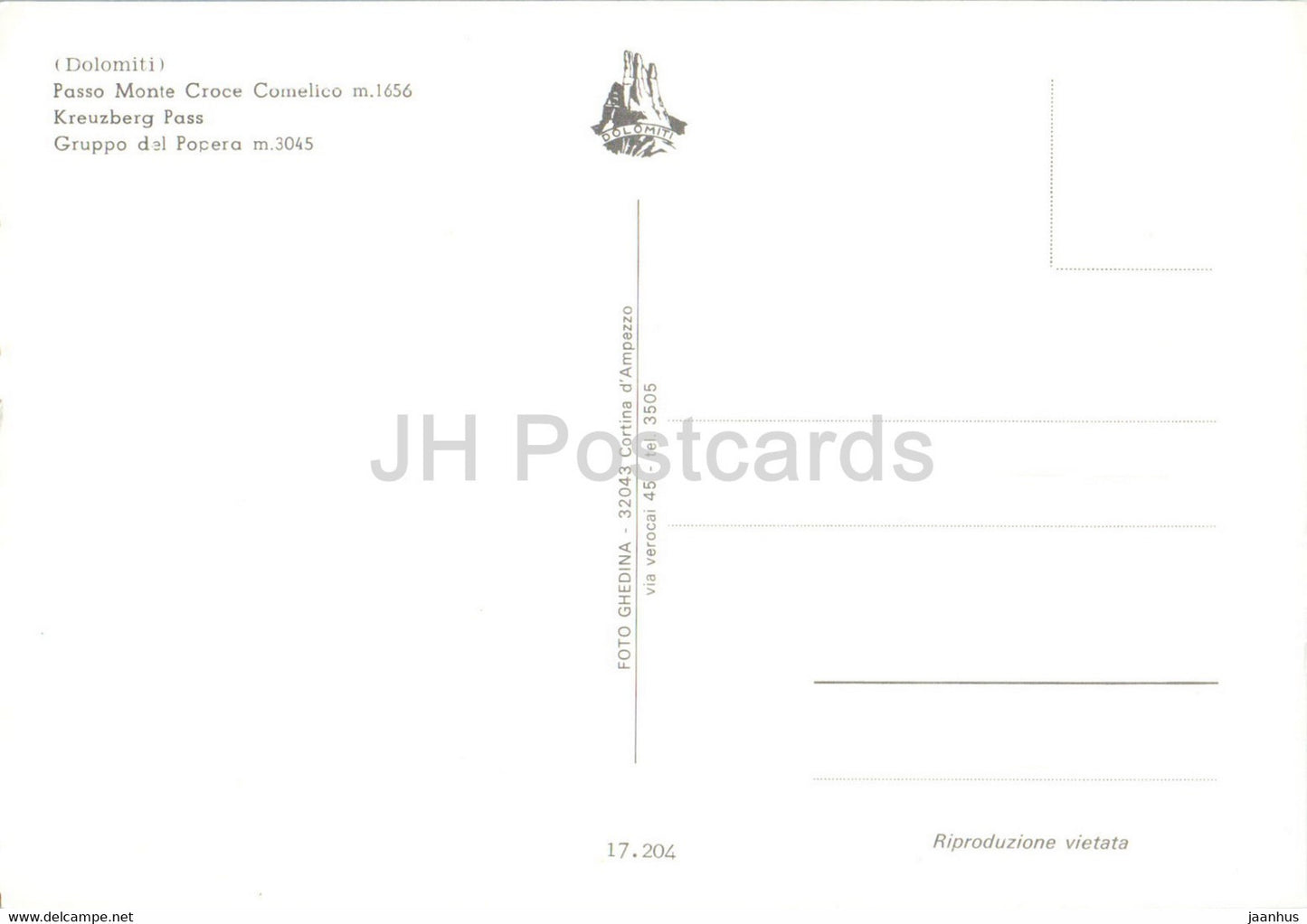 Dolomiti - Passo Monte Croce Comelico 1656 m - Kreuzberg Pass - Gruppo del Popera - Italy - unused