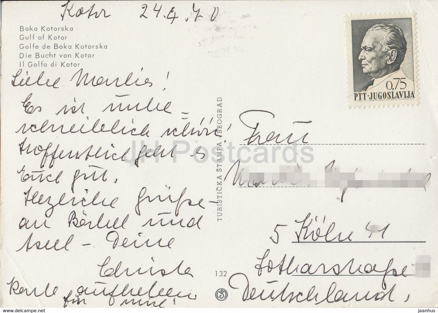 Boka Kotorska – Golf von Kotor – 1970 – Jugoslawien – Montenegro – gebraucht