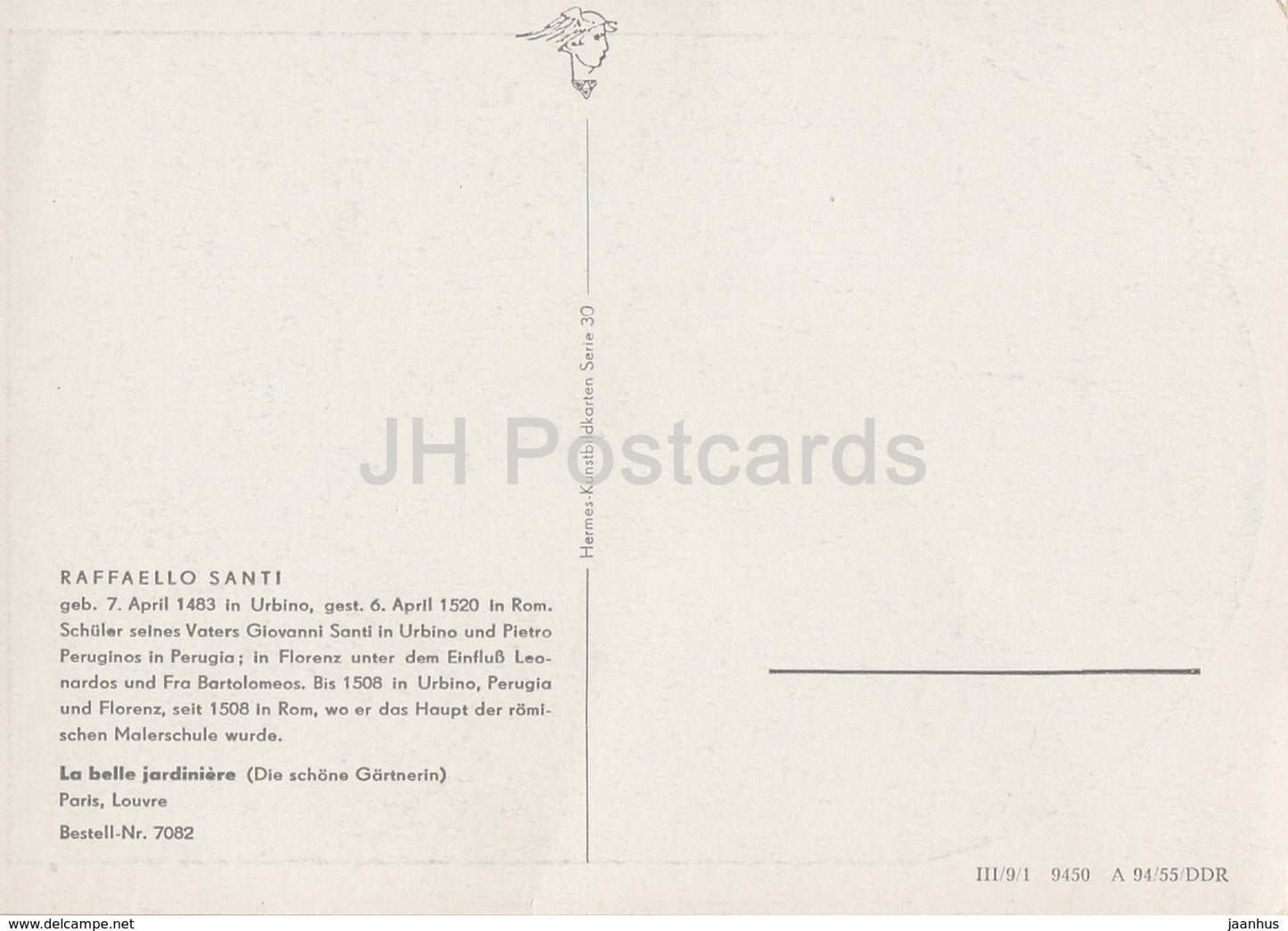 painting by Raphael Santi - Beautiful Gardener - child - Italian art - Germany DDR - unused