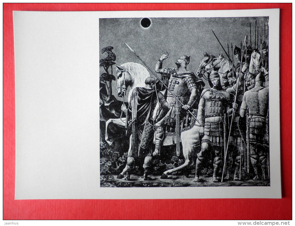illustration by S. Kobuladze - horses - The Tale of Igor's Campaign - Russian Epic poem - 1961 - Russia USSR - unused - JH Postcards
