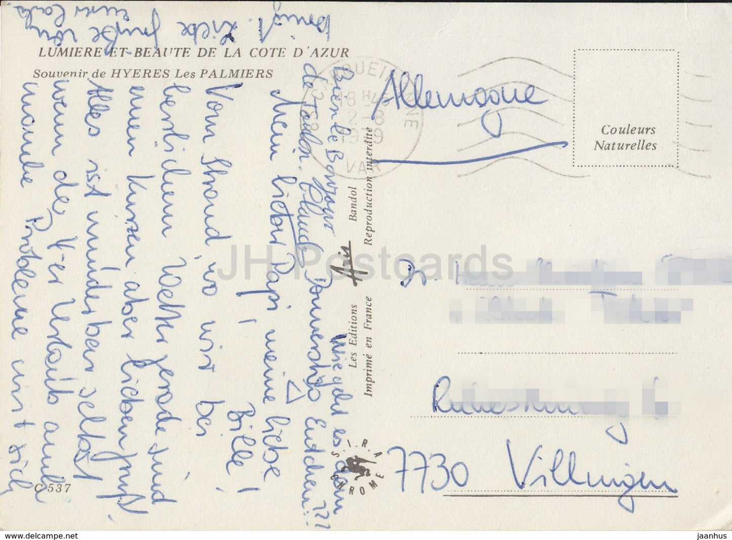 Hyeres Les Palmiers - Côte d'Azur - Segelboot - Multiview - Frankreich - 1979 - gebraucht