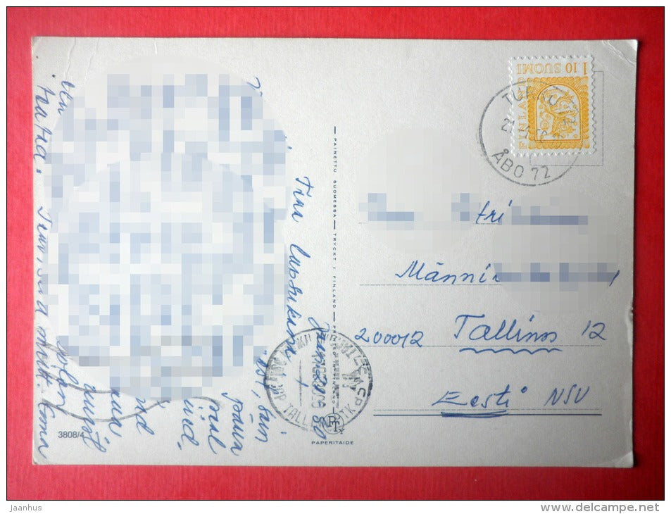 illustration - boy and girls - 3808/4 - Finland - sent from Finland Turku to Estonia USSR 1980 - JH Postcards