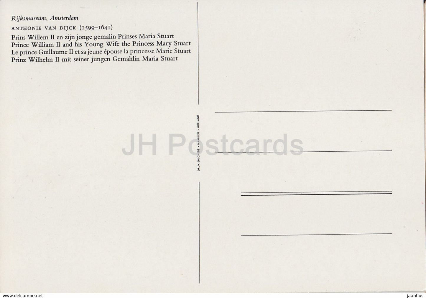 painting by Anthony van Dyck - Prince William II and Mary Stuart - Flemish art - Netherlands - unused