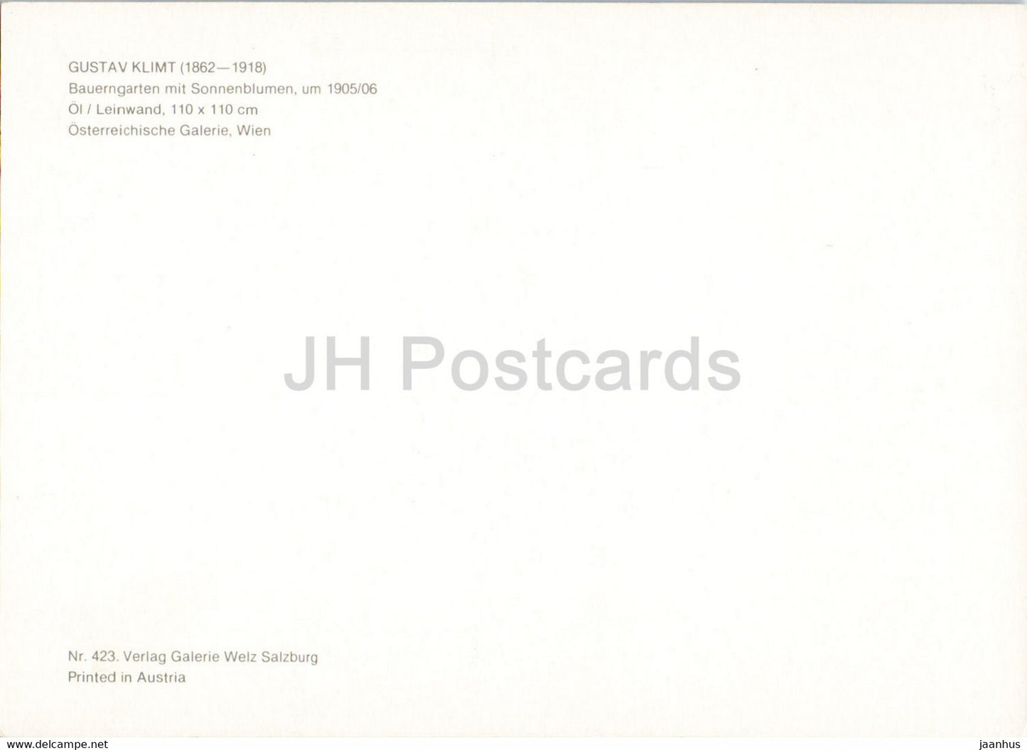Gemälde von Gustav Klimt – Bauerngarten mit Sonnenblumen – Sonnenblume – Blumen – österreichische Kunst – Österreich – unbenutzt