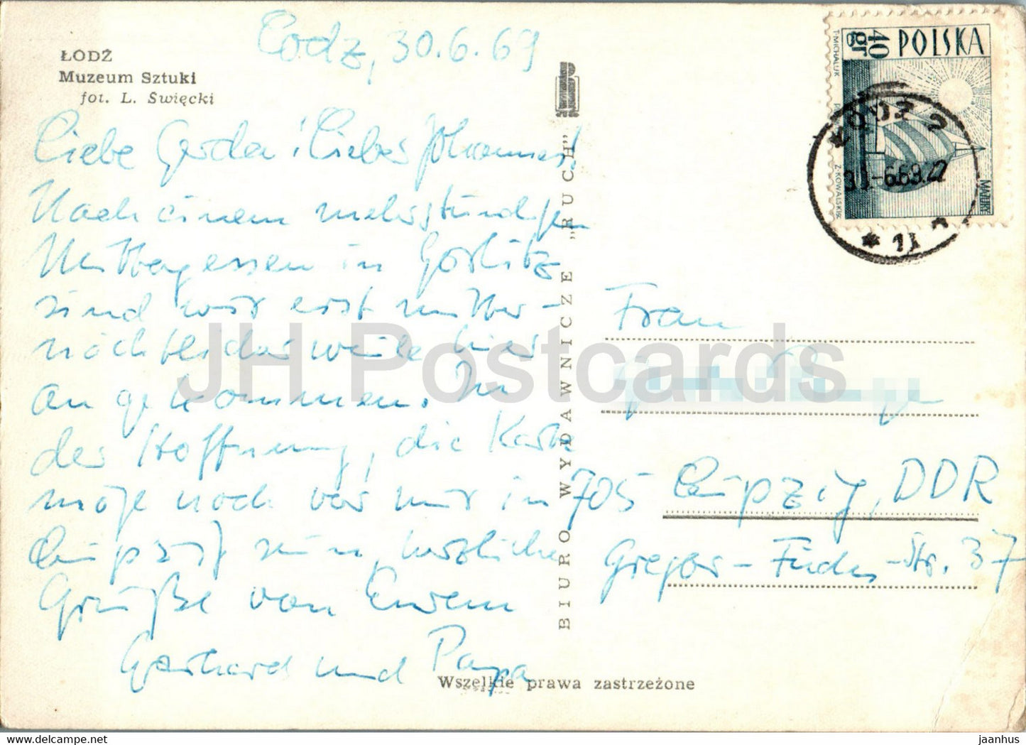 Lodz - Museum Sztuki - Art Museum - 1969 - Poland - used