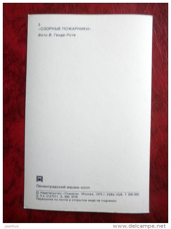 Naughty Firefighters - show - performance - Leningrad Music Hall - 1975 - Russia USSR - unused - JH Postcards