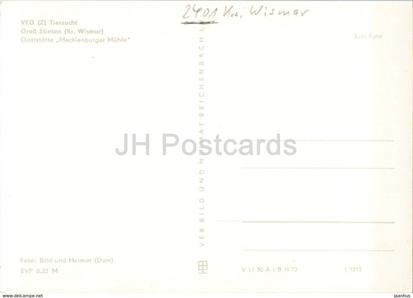 Gross Stieten - Gaststatte Mecklenburger Muhle - windmill - old postcard - Germany DDR - used