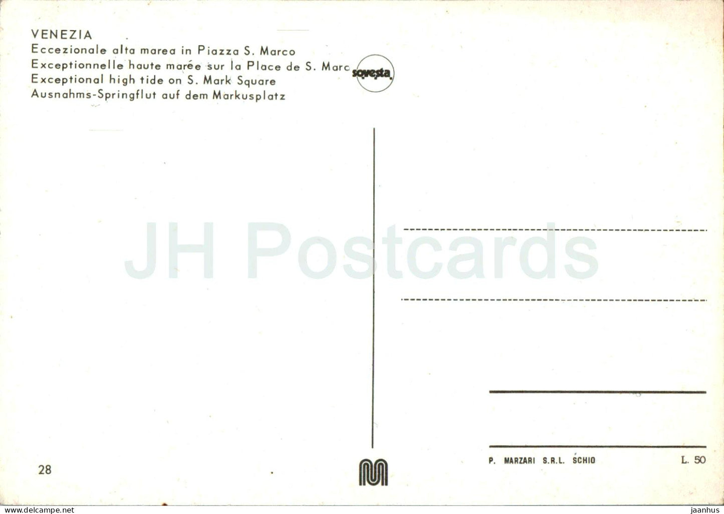 Venezia - Venise - Eccezionale alta marea sur la Piazza S Marco - Marée haute exceptionnelle sur la place S Marc - Italie - inutilisé