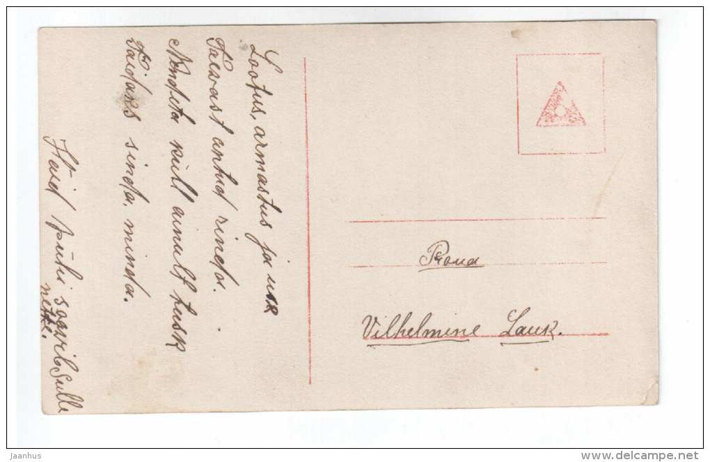 Lady with flowers - hat - 5931/4 - old postcard - circulated in Estonia - used - JH Postcards