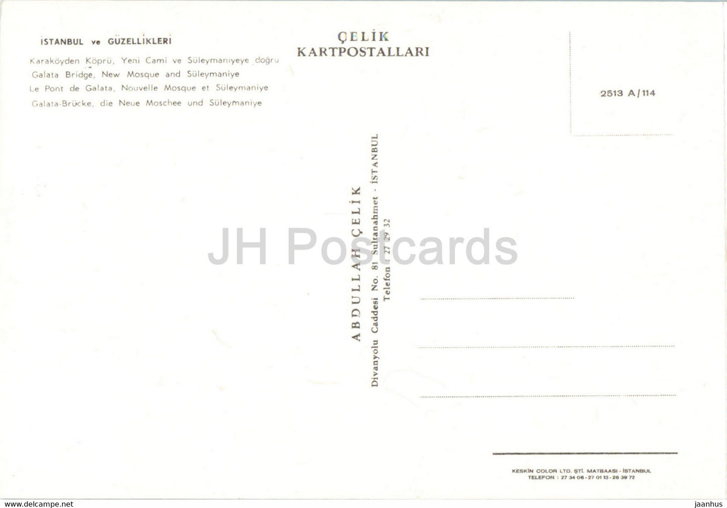 Istanbul - Galata Bridge - New Mosque - and Suleymaniye - ship - Celik - Turkey - unused