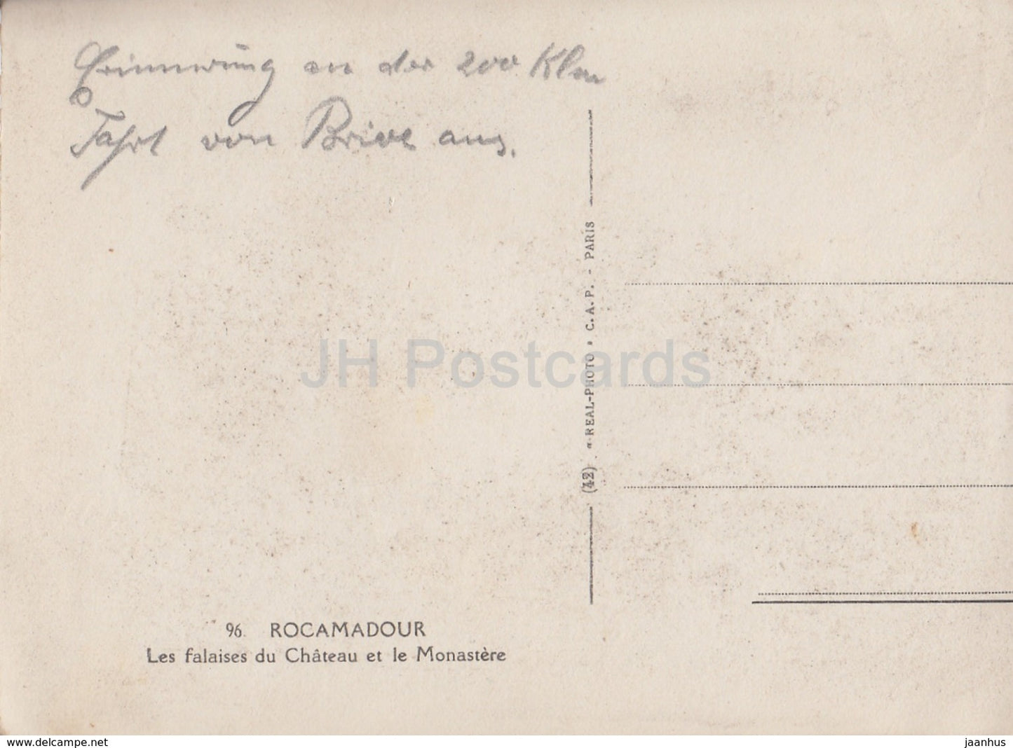 Rocamadour - Les Falaises du Château et le Monastère - château - monastère - 96 - carte postale ancienne - France - occasion
