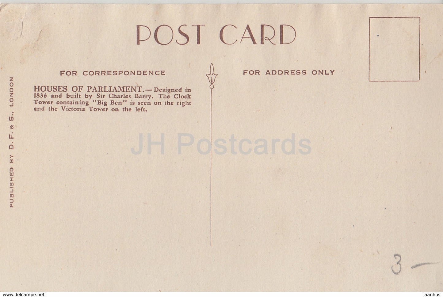 Londres - Chambres du Parlement et Westminster Bridge - bateau à vapeur - carte postale ancienne - Angleterre - Royaume-Uni - inutilisé