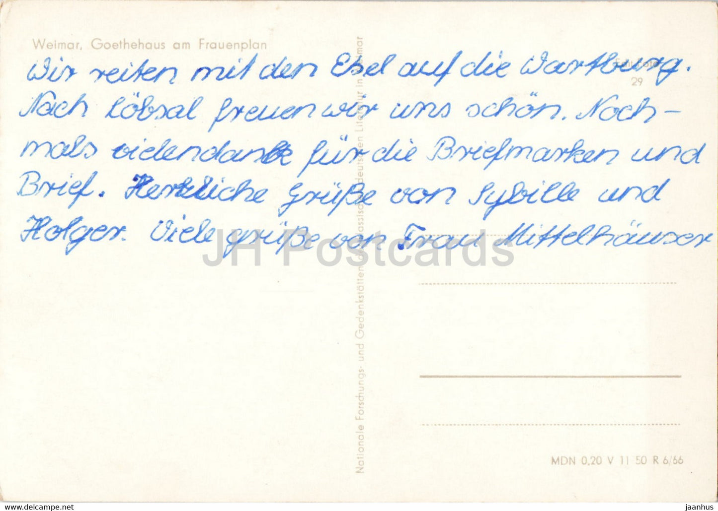 Weimar - Goethehaus am Frauenplan - 1 - old postcard - Germany DDR - used