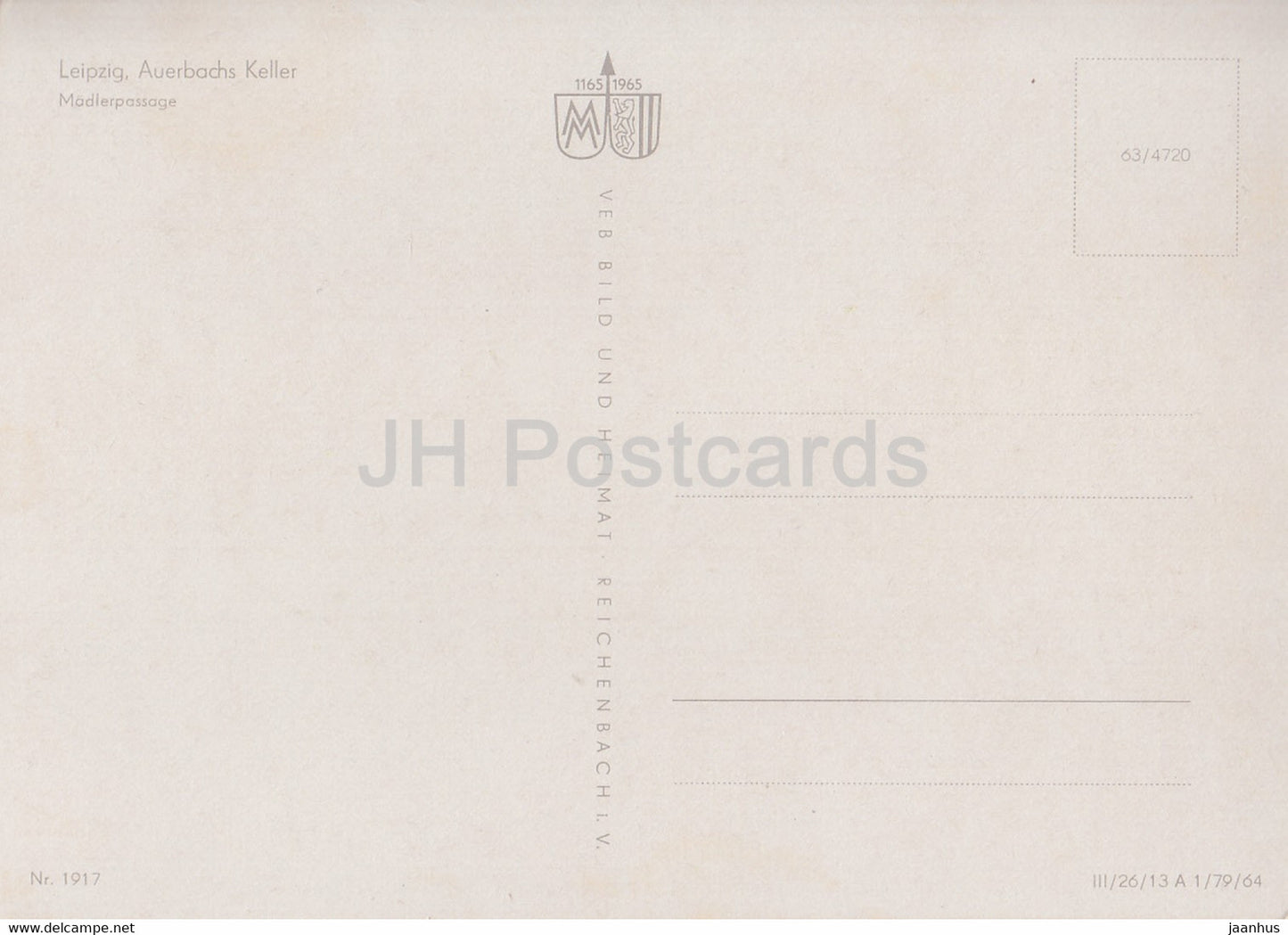 Leipzig - Auerbachs Keller - Studierzimmer - nude - naked - 1965 - DDR Germany - unused