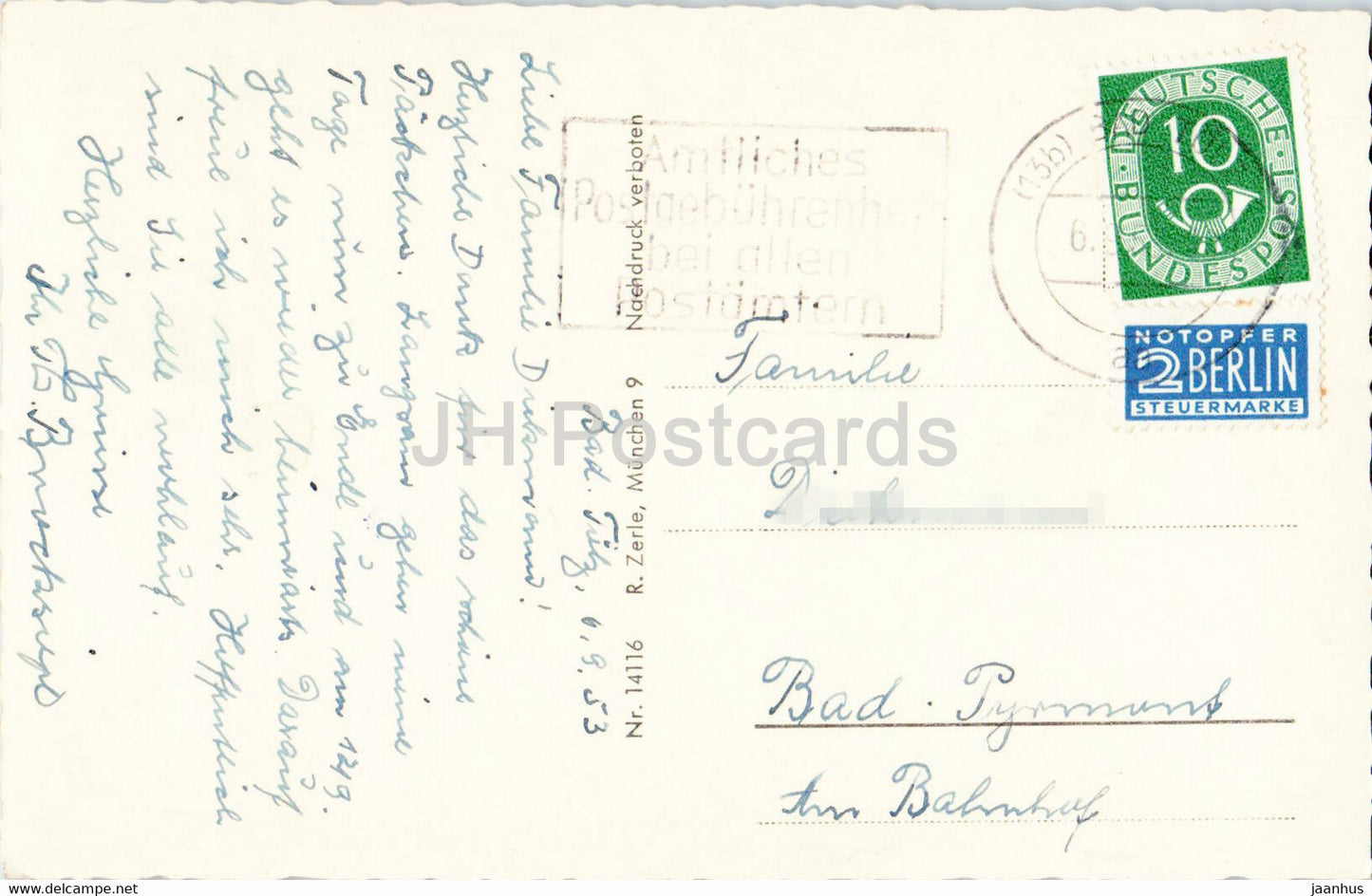 Rottach - Egern am Tegernsee mit Bodenschneid - old postcard - 1953 - Germany - used