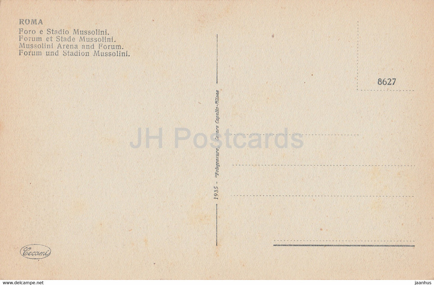 Roma - Rom - Foro e Stadio Mussolini - Mussolini Arena und Forum - alte Postkarte - Italien - unbenutzt