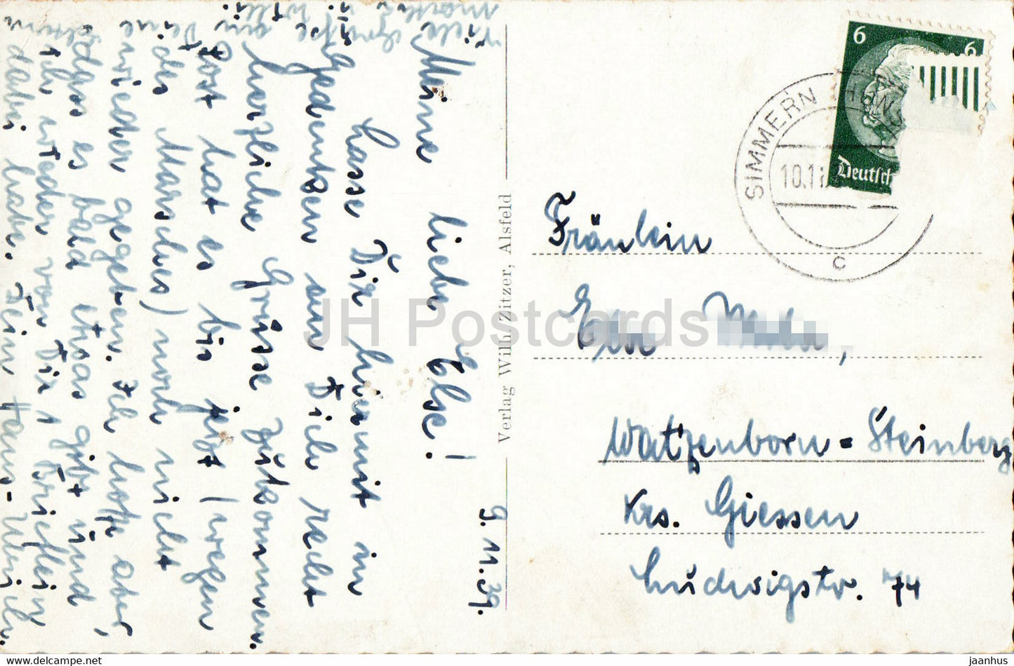 Alsfeld - Hessen - Obere Fuldagasse - alte Postkarte - 1939 - Deutschland - gebraucht