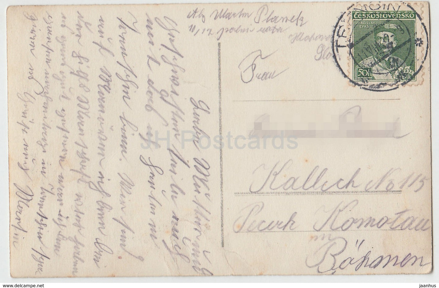 Trencin - view - 1932 - old postcard - Böhmen - Slovakia - used