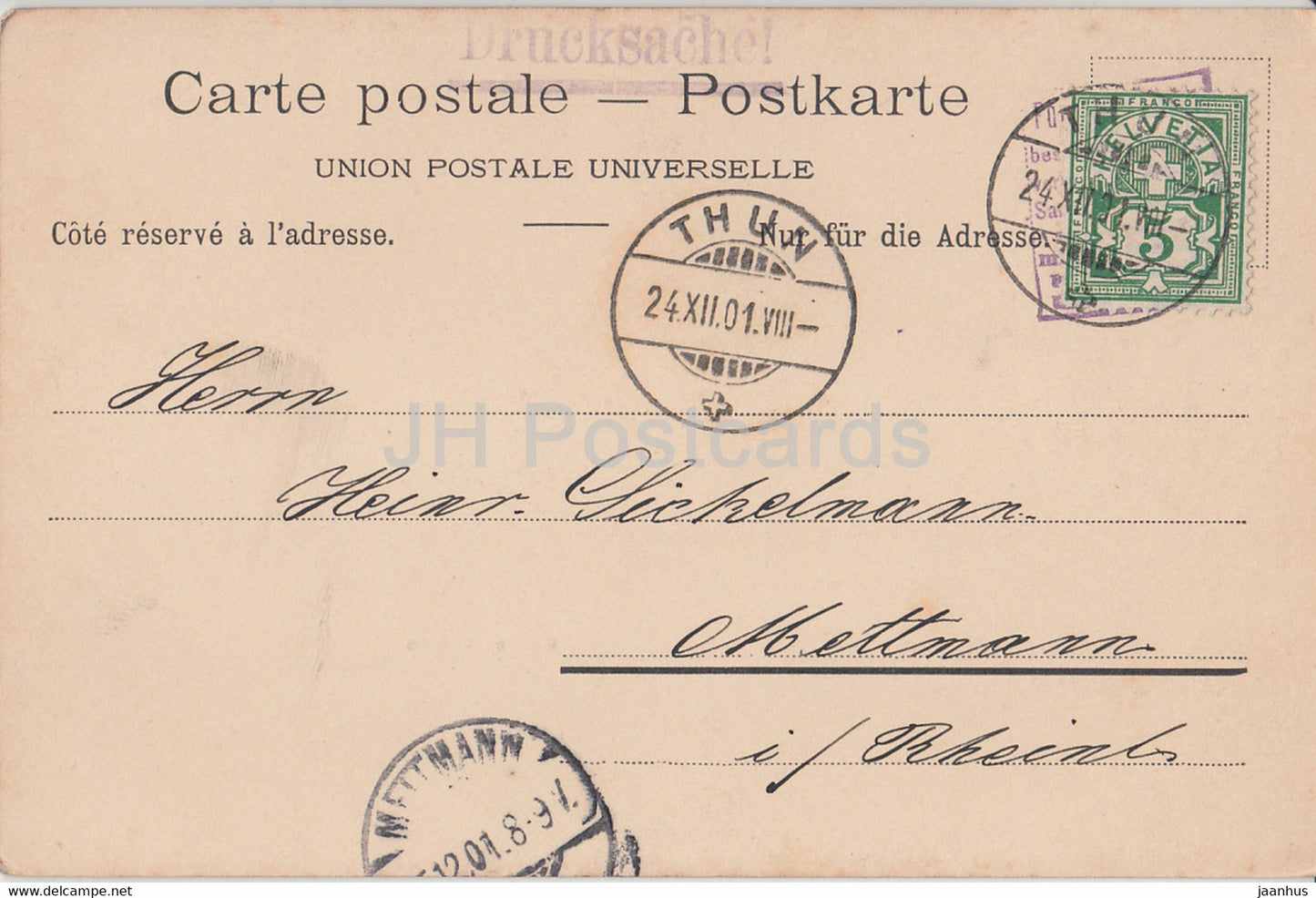 Oberländerhauschen - Chalet Suisse - 23 - alte Postkarte - 1901 - Schweiz - gebraucht