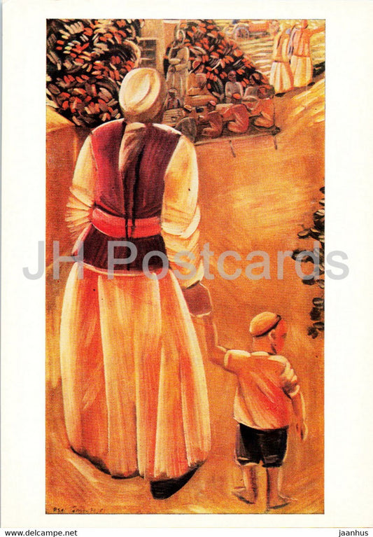 painting by U. Tansykbayev - Nursery - Uzbek Art - 1984 - Russia USSR - unused - JH Postcards