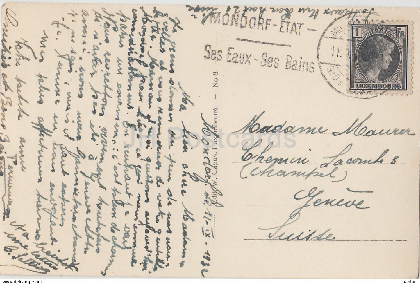 Mondorf les Bains - Partie du Parc - 8 - carte postale ancienne - 1932 - Luxembourg - occasion