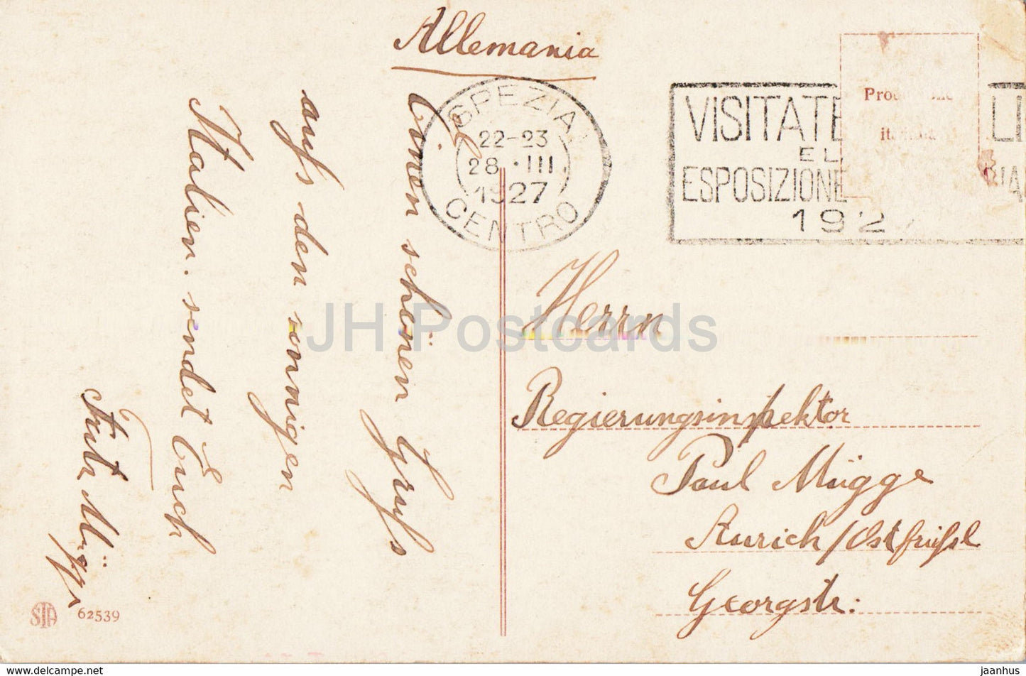 La Spezia - Giardini Pubblici - 62539 - alte Postkarte - 1927 - Italien - gebraucht