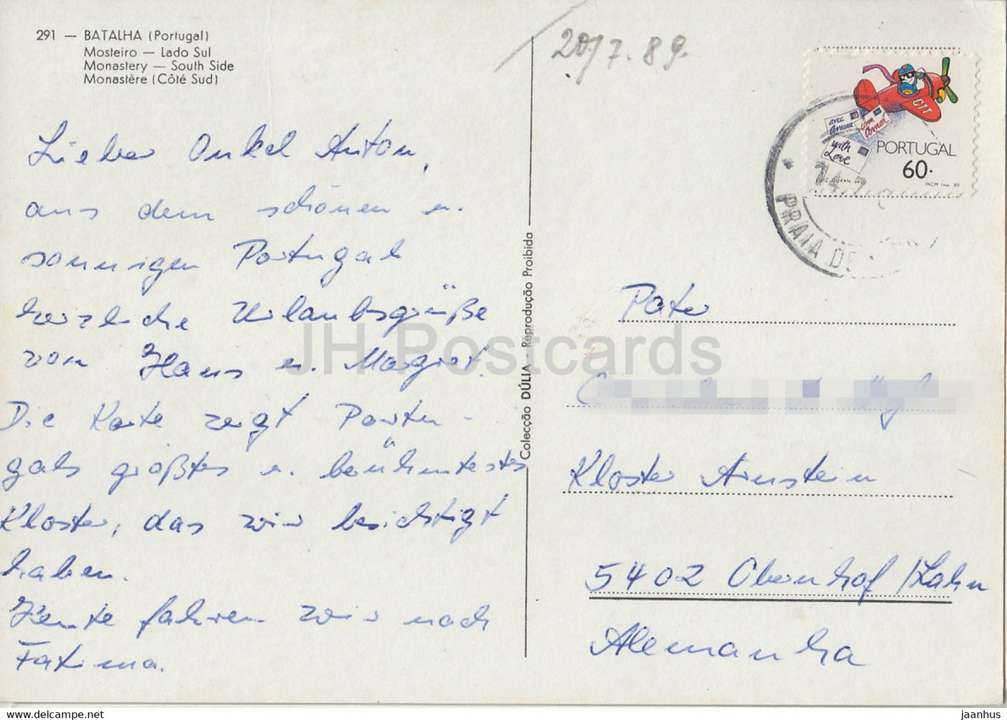 Batalha - Mosteiro - Lado Sul - Monastery South Side - car Volkswagen - 291 - 1989 - Portugal - used