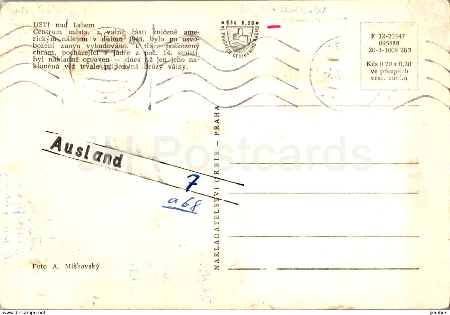 Usti nad Labem - centrum mesta - town centre - Czech Repubic - Czechoslovakia - used