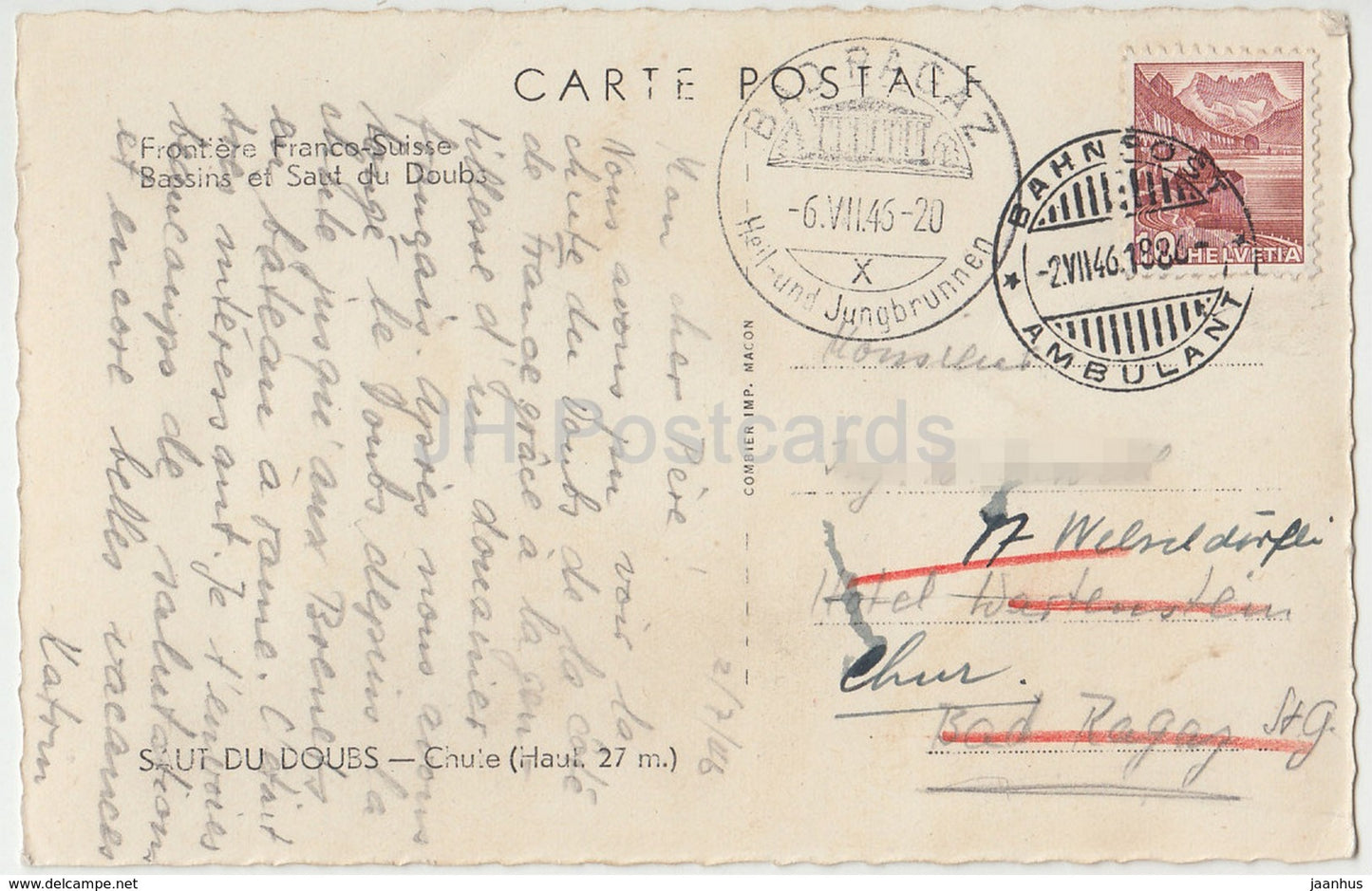 Saut du Doubs - Chute 27 m - France - 1946 - used