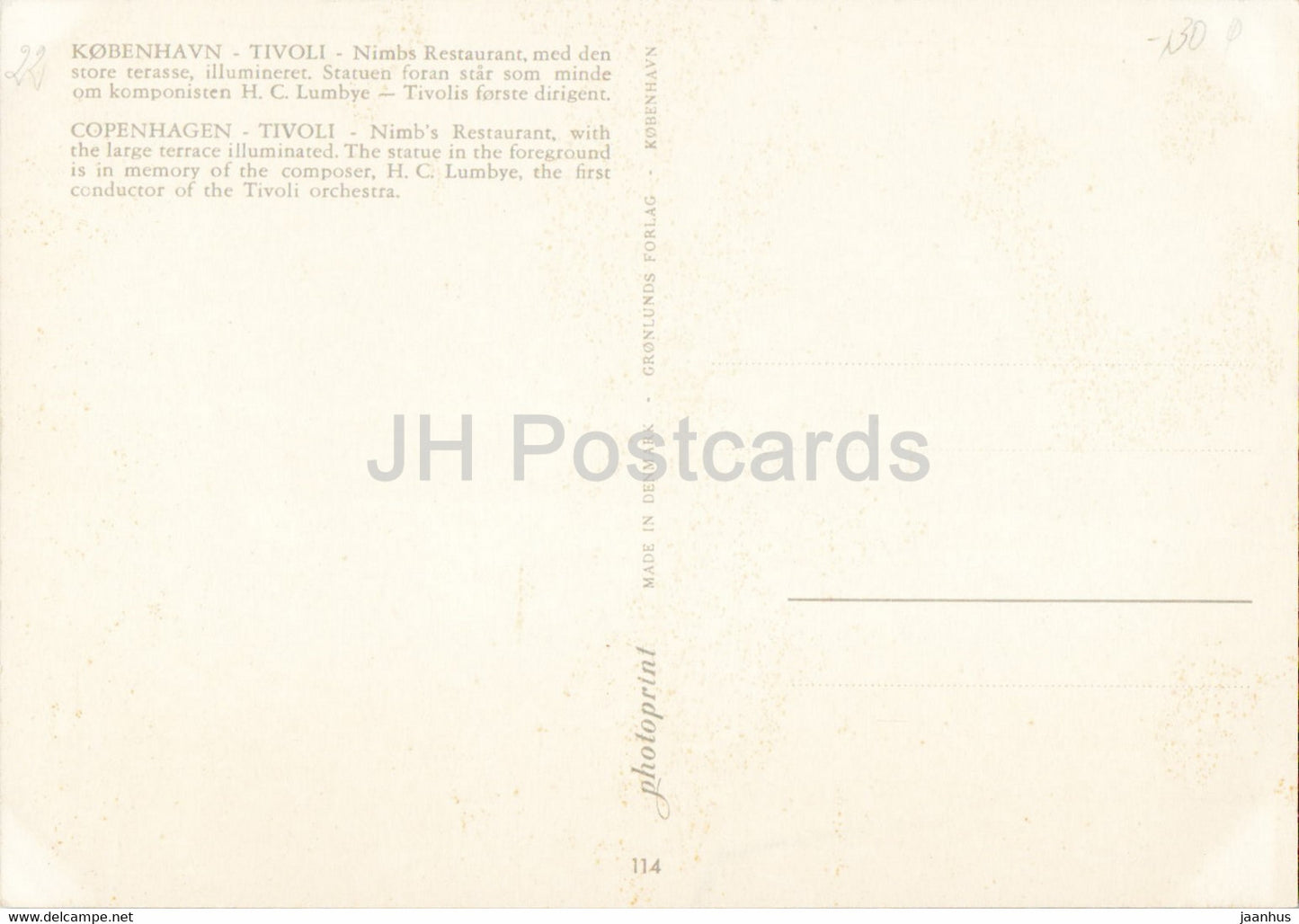 Copenhagen - Tivoli - Nimb's restaurant - statue of H C Lumbye - monument - Denmark - unused