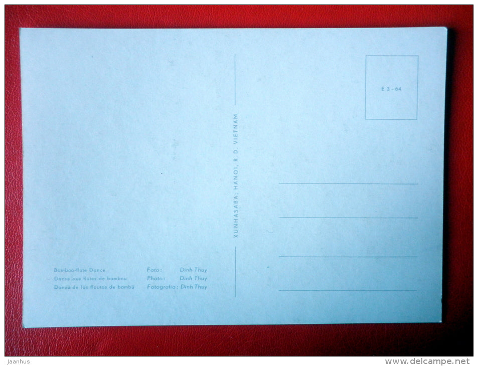 Bamboo-Flute Dance - Vietnamese Folk Dance - folk costumes - old postcard - Vietnam - unused - JH Postcards