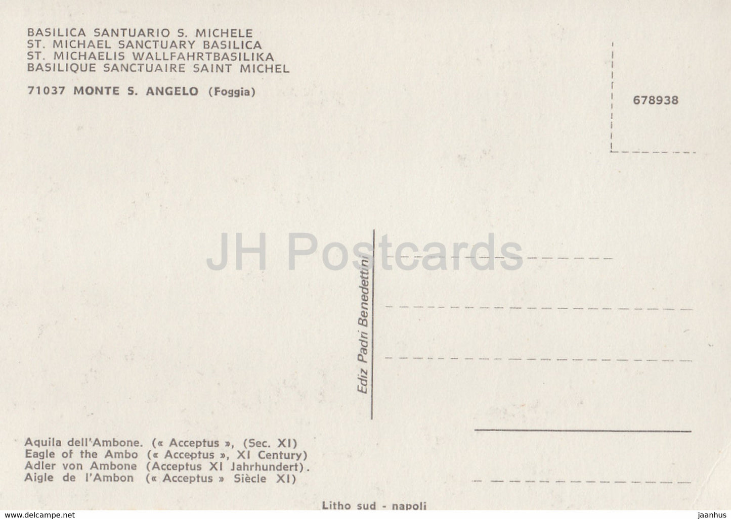 Basilica Santuario S Michele - St Michael Sanctuary Basilica - Eagle of the Ambo - Italy - Italia - unused