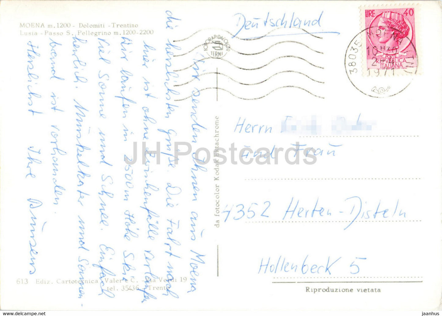 Moena - Funivia del Passo - Lusia - Dolomiti - cabel car - 1971 - Italy - used