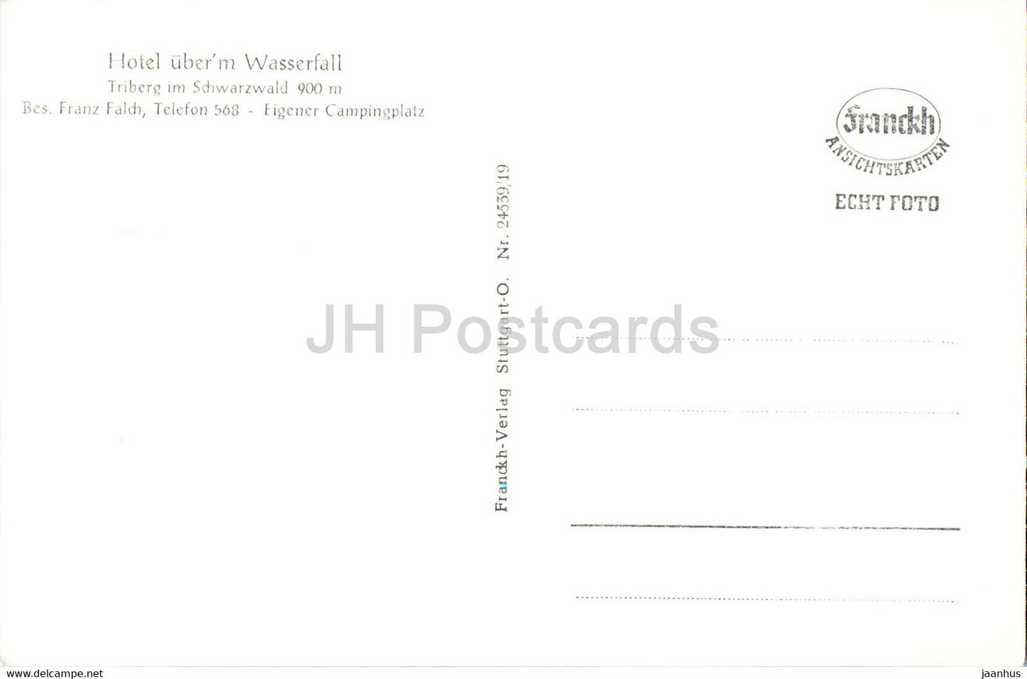 Triberg im Schwarzwald - Hotel uber'm Wasserfall - old postcard - Germany - unused