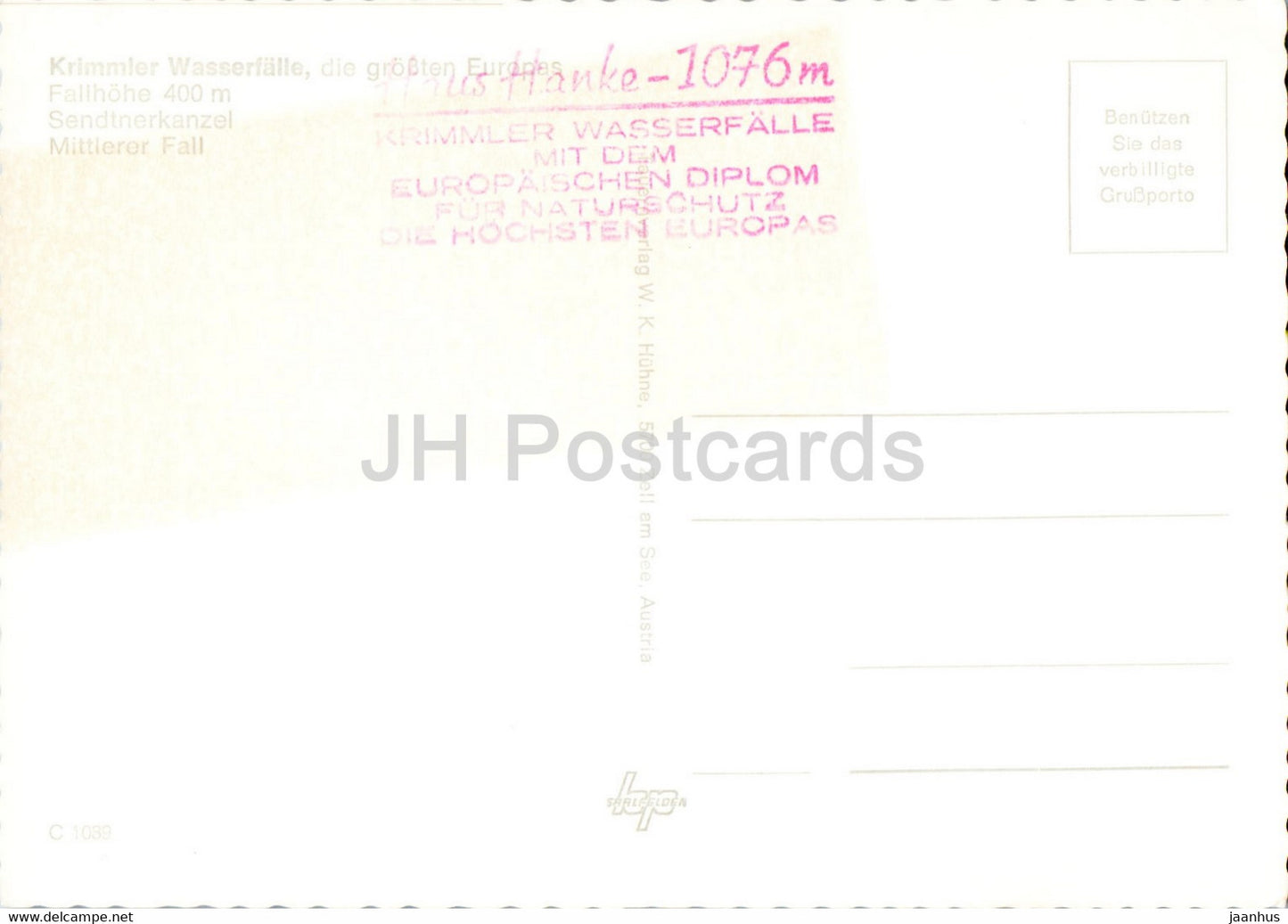 Krimmler Wasserfalle 400 m - Mittlerer Fall - waterfall - Austria - unused