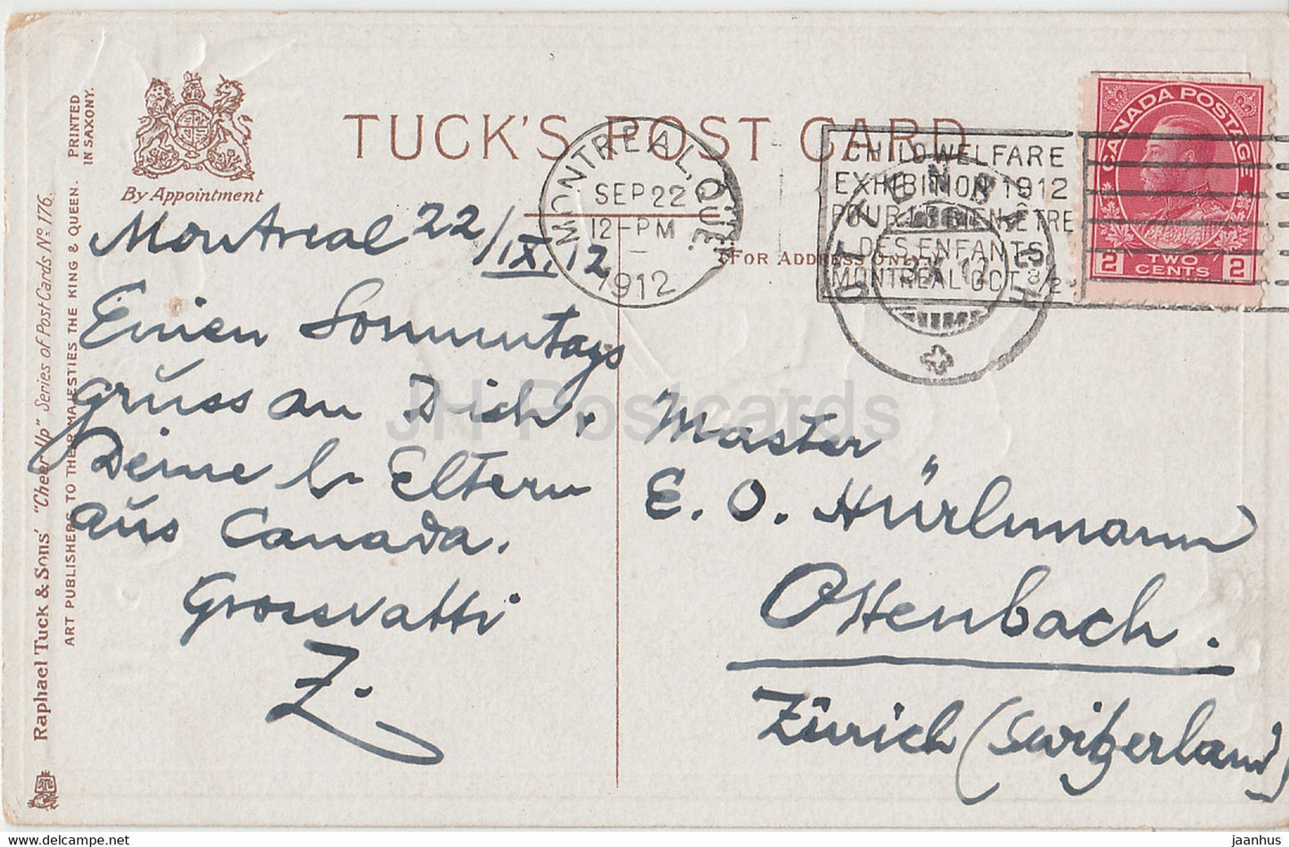 Cheer Up - Don't Cry over split milk - chien - Dwig - illustration - Tuck & Sons - 176 carte postale ancienne - 1912 - Canada - utilisé