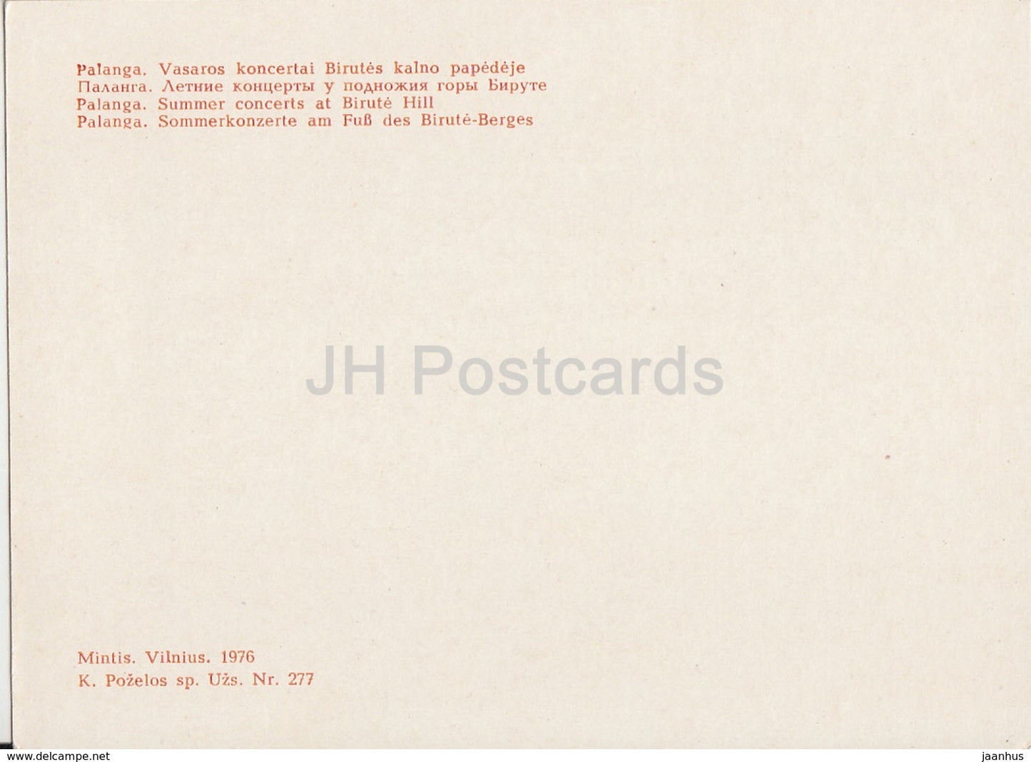 Palanga - Summer Concerts at Birute Hill - folk music - 1976 - Lithuania USSR - unused - JH Postcards