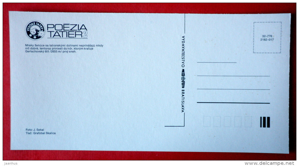 Gerlachovsky peak 2655 m - Tatra Mountains - Tatra Poetry - Czech Republic - Czechoslovakia - unused - JH Postcards