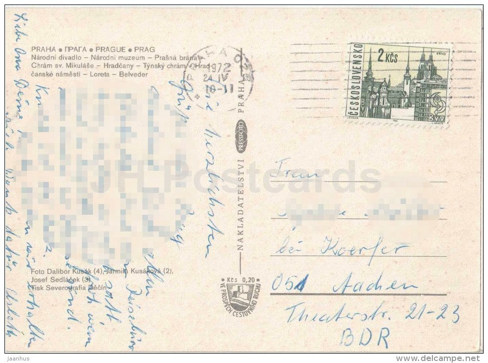 theatre - museum - St. Nicholas church - Hradcany - Tyn Church - Praha - Prague - Czechoslovakia - Czech - used 1972 - JH Postcards