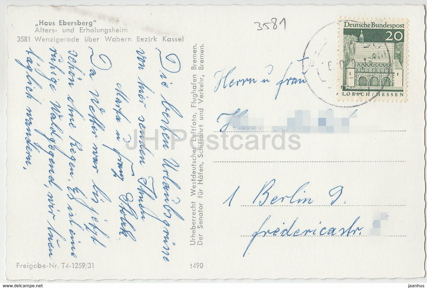 Haus Ebersberg - Alters- und Erholungsheim - Wenzigerode über Wabern Bezirk Kassel - Deutschland - gebraucht