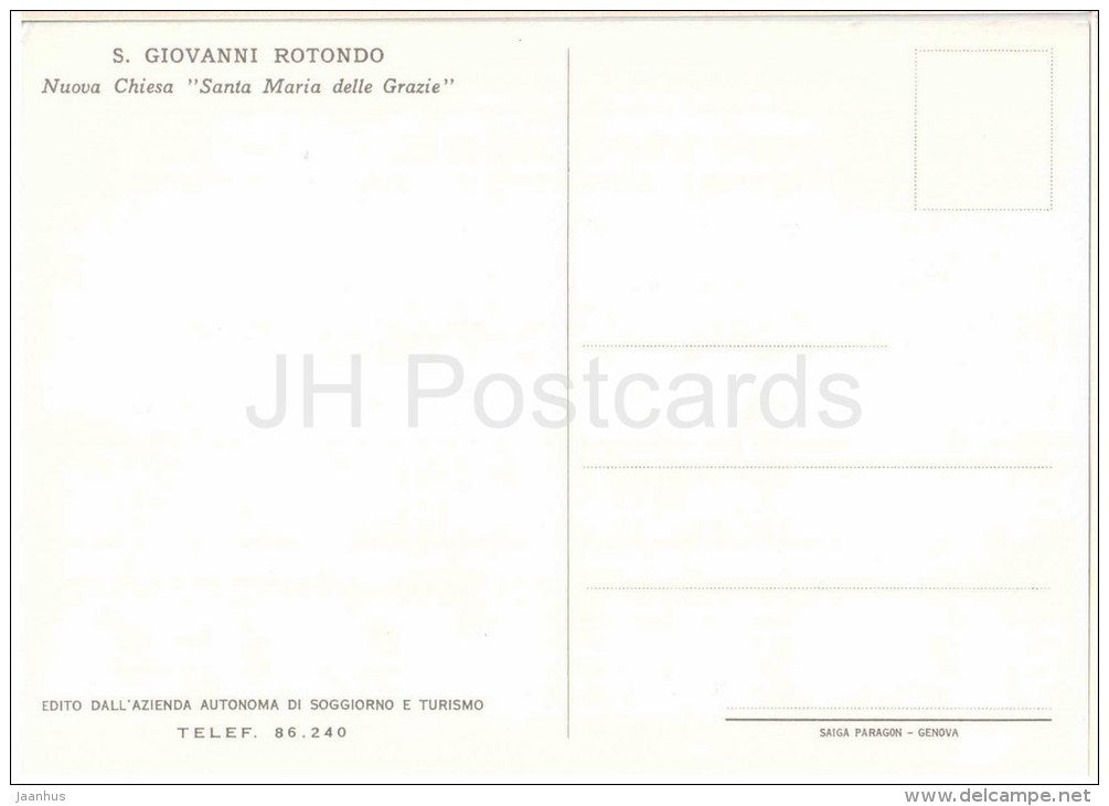 Nuova Chiesa Santa Marie delle Grazie - church - San Giovanni Rotondo - Foggia - Puglia - Italia - Italy - unused - JH Postcards