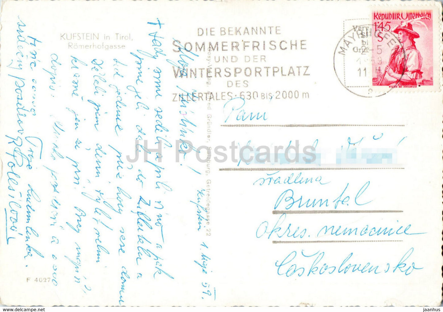 Kufstein in Tirol - Römerhofgasse - alte Postkarte - 1959 - Österreich - gebraucht