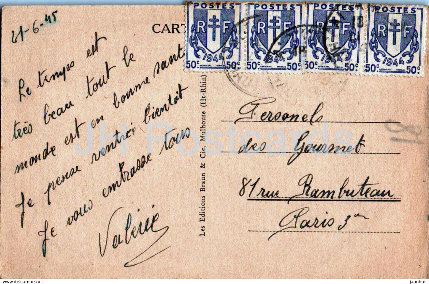 Ferme Alsacienne - ferme - 254 - carte postale ancienne - 1945 - France - occasion