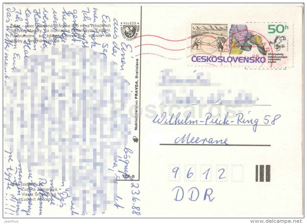 Zdiar - village views - architecture - folk costumes - Czechoslovakia - Slovakia - used 1988 - JH Postcards