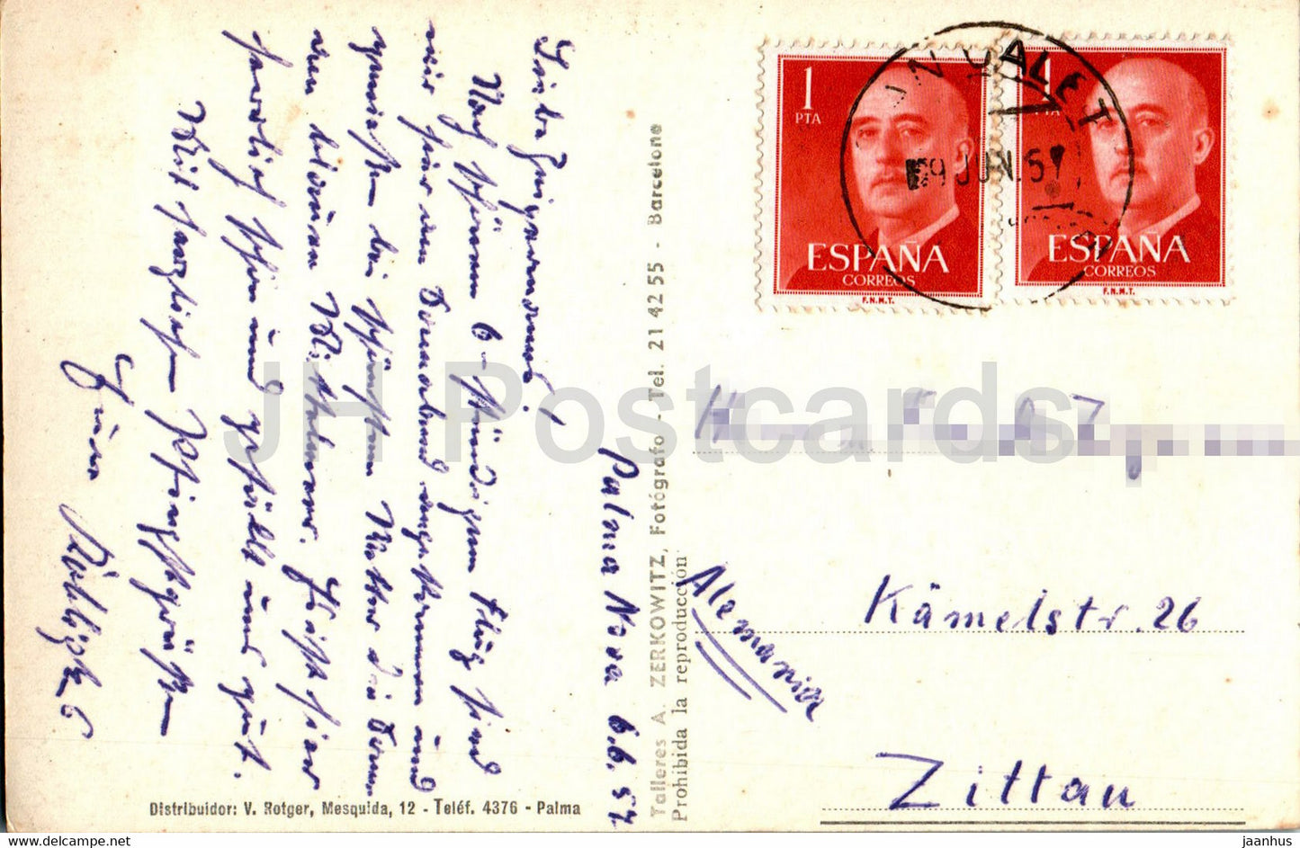 Palma Mallorca - Paseo Maritimo Hacia Palma - 839 - alte Postkarte - 1957 - Spanien - gebraucht