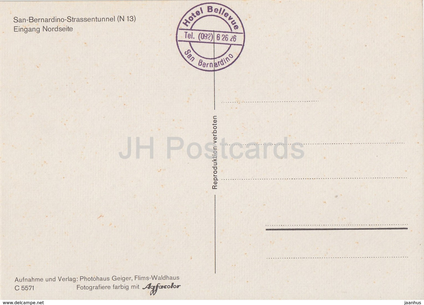San Bernardino Strassentunnel - Eingang Nordseite - bus - hôtel Bellevue - Suisse - inutilisé