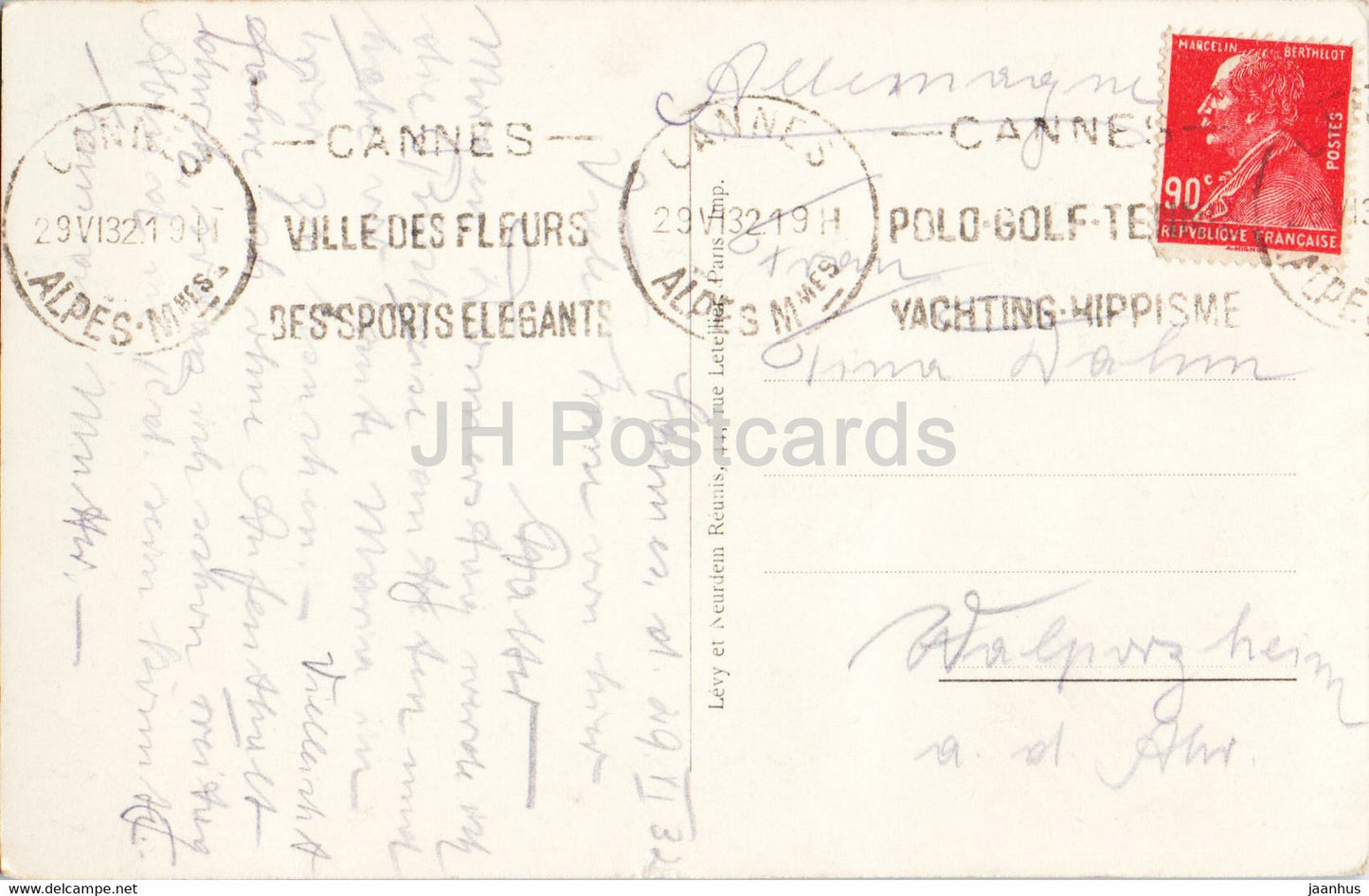 Cannes - Promenade de la Croisette - 338 - carte postale ancienne - 1932 - France - occasion
