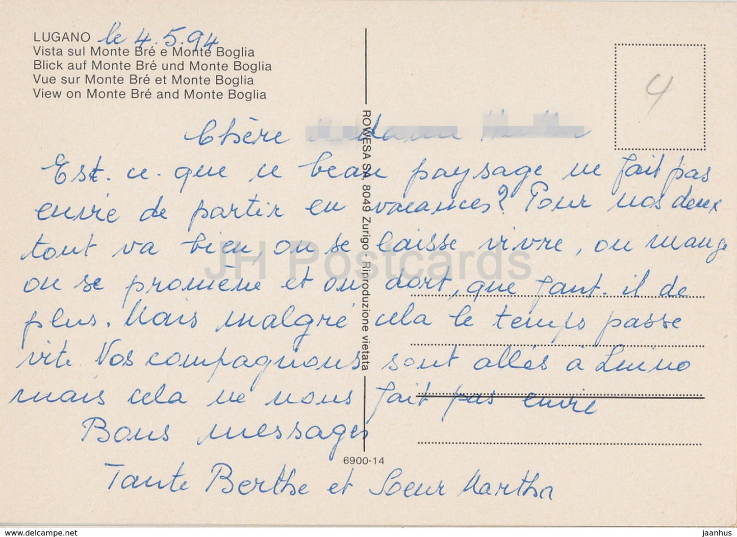 Lugano - Vista sul Monte Bre e Monte Boglia - passenger boat MS Ceresio - Switzerland - used